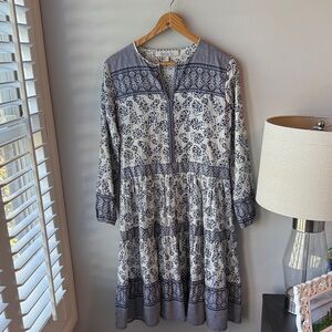 Bella Tu Blue and White Patterned‎ Tunic Dress